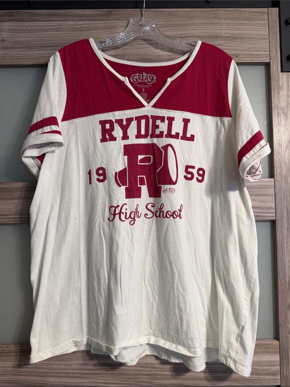 torrid Grease White & Red Rydell High School Short Sleeve V‑Neck Tee